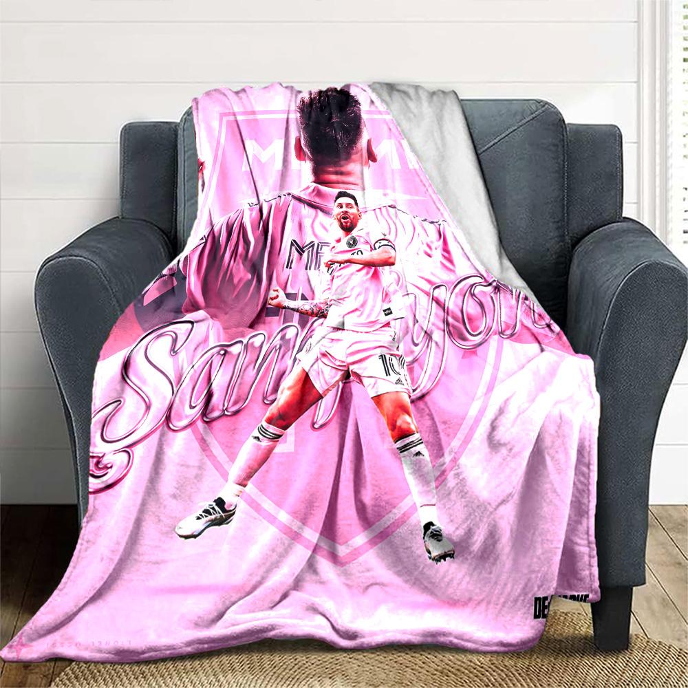 Leo Messi Artwork Blanket Ultra-Soft Great for Office Livingroom Sofa All-Season Use Playful Design Perfect Gift for Relatives and Friends