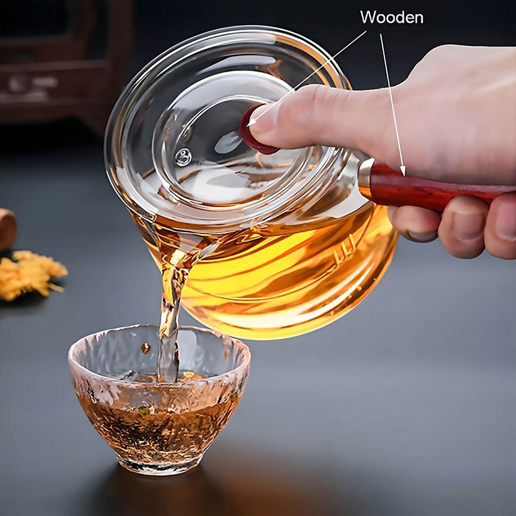 1Pcs Glass Teapot Including Filter Liner Tea Pot Heated Container Good Clear With Handle Kitchen Dining Home Jug Flower Tea