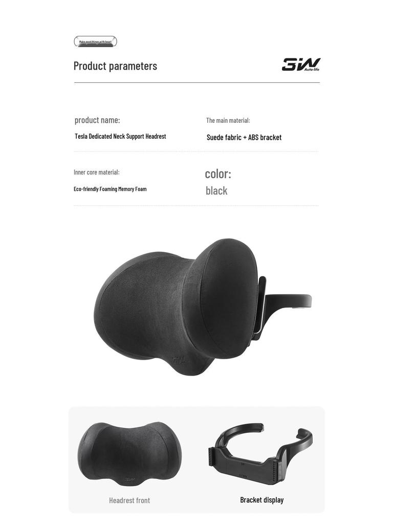 3W Adjustable Memory Foam Neck Pillow for Tesla Model Y & 3 Refreshed Version