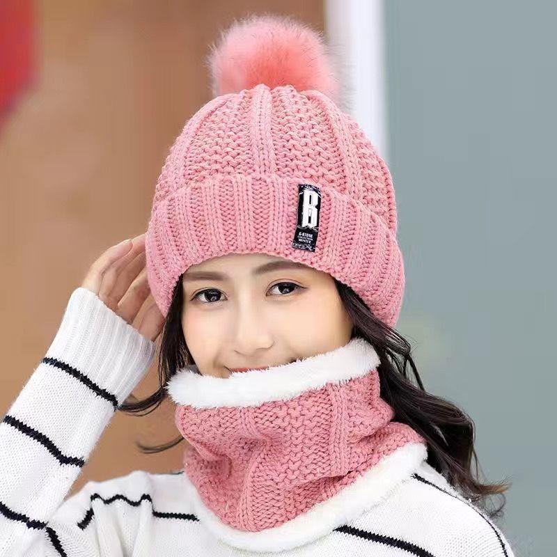 Knitted Winter Hat With Plush Balls And Letter Decorations For Outdoor Daily Use