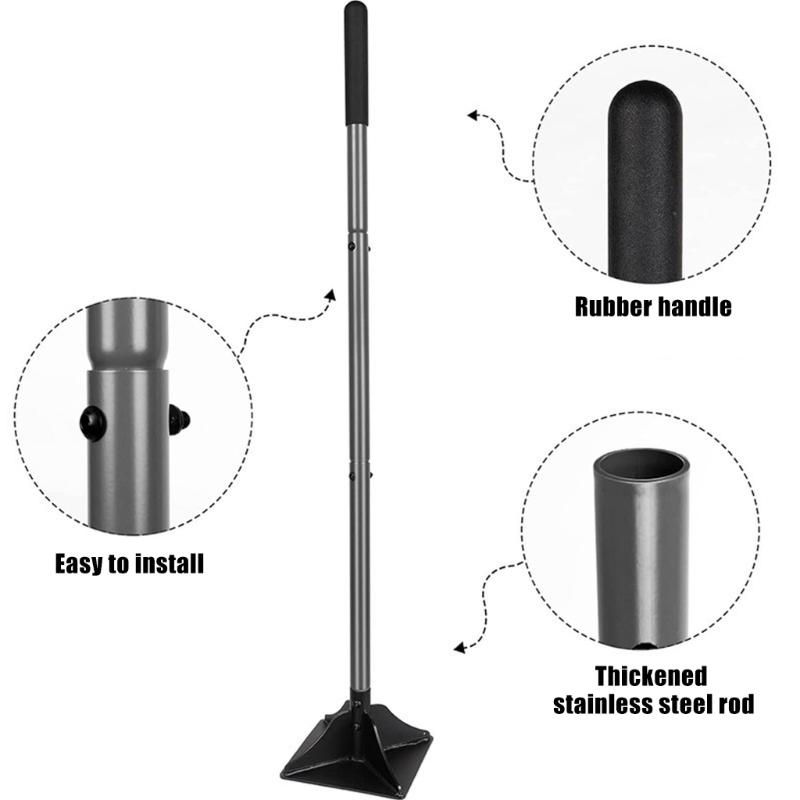 Steel Manual Ground Tamper with 8''/10'' Square Head and Detachable Handle for Soil Compaction and Yard Leveling