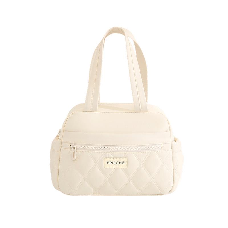 Runhui Insulated Lunch Tote: Square Handheld Bag, Bento Meal Carrier, Student Lunch Box Bag. кремовый/белый
