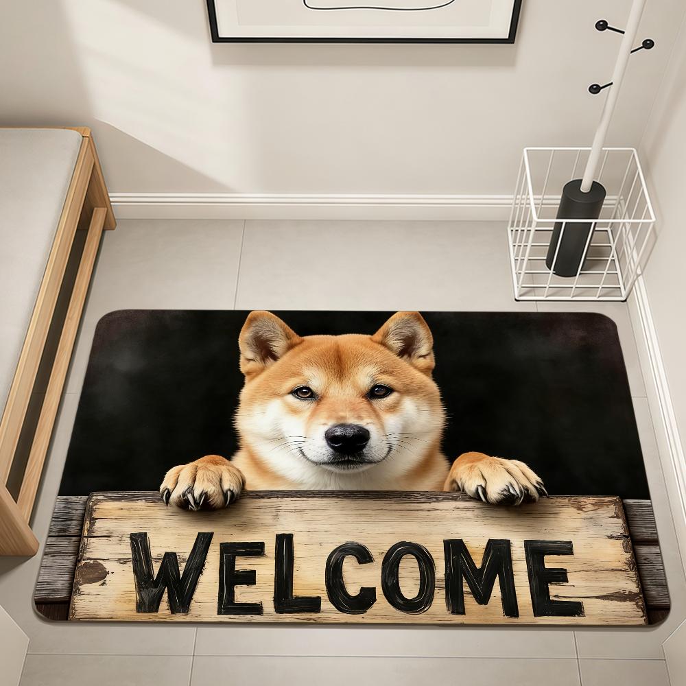 Welcome Art Cute Fun Cartoon Dog Home Bedside Rug Kitchen Bath Floor Mat Hallway Balcony Carpet Entrance Doormat Hogar Decor