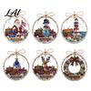 Christmas Wall Hanging Decor Ocean Themed Ornaments Lighthouse/Wreath/Santa Claus/Xmas Tree/Snowman/Deer Holiday Party Ornaments Decor Acrylic Tree