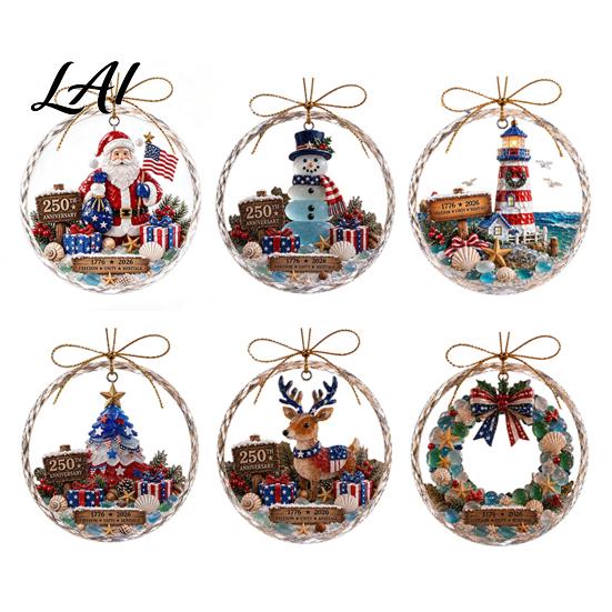 Christmas Wall Hanging Decor Ocean Themed Ornaments Lighthouse/Wreath/Santa Claus/Xmas Tree/Snowman/Deer Holiday Party Ornaments Decor Acrylic Tree