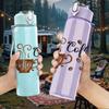 1PC Vintage Coffee Time Text 750ml Color Plastic Sports Water Bottle Leakproof Flip Straw Lid Suitable for Sports Office Home Use