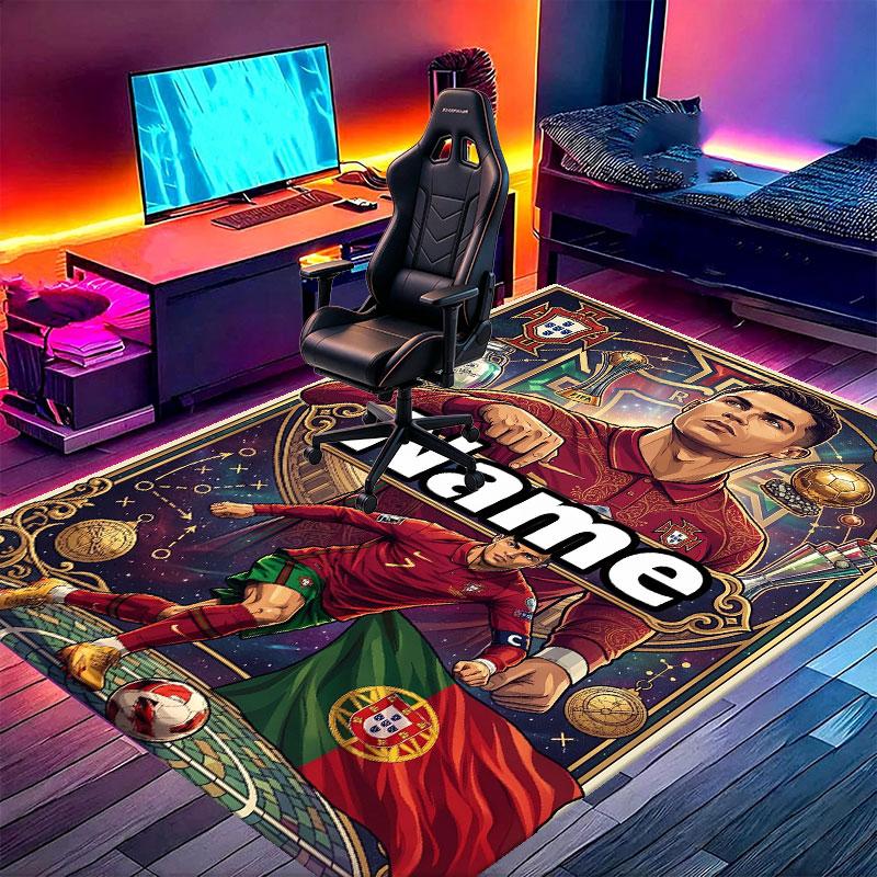 Custom Name Personalized Cristiano Ronaldo Print Carpet, Versatile Home Decor Rug, for Playroom, Apartment, Balcony, Entryway, Hallway Gift