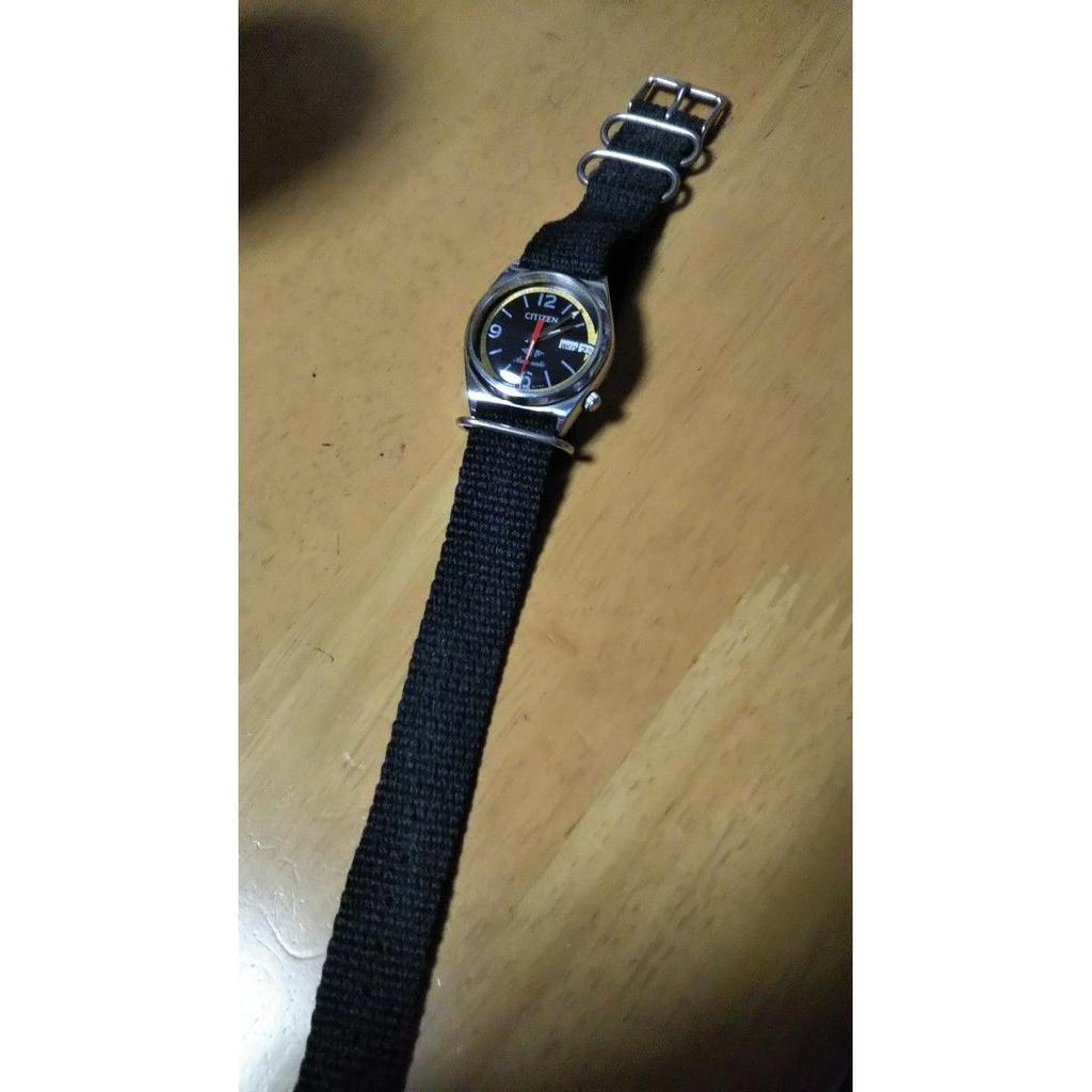 Used CITIZEN Automatic Watch Black Dial Nylon Strap