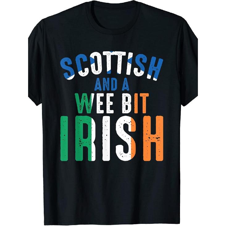 Scottish And A Wee Bit Irish Funny Scotland Uk T-Shirt S чёрный