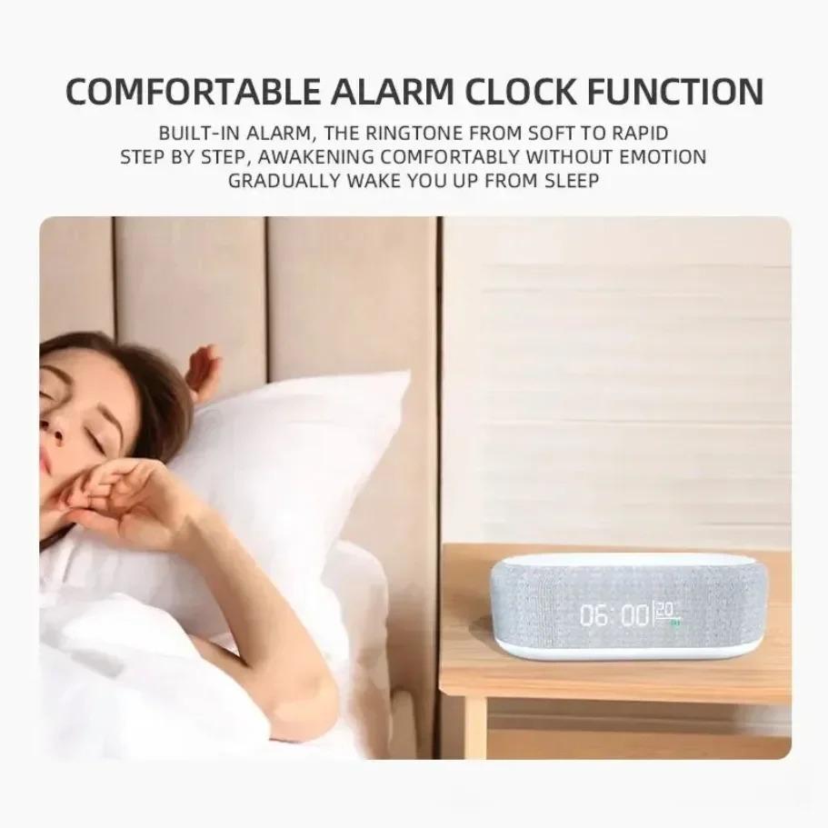 15W Fast Wireless Charging Pad Stand with Night Light Alarm Clock and Temperature Display for Phones
