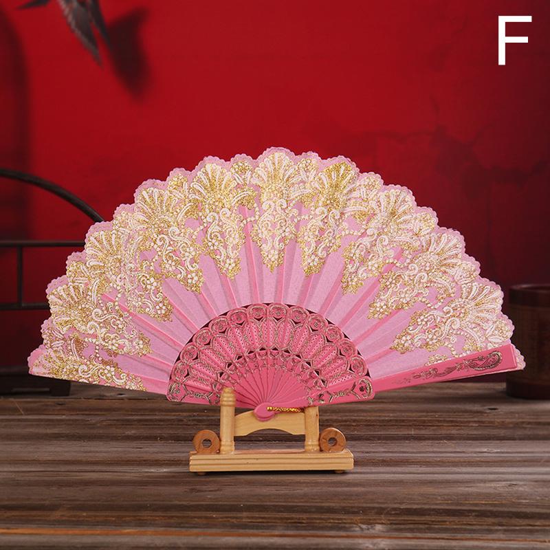 1PC Folding Fans Dance Party Show Chinese Style Cloth Printed Pattern Performance Props Art Craft Gift
