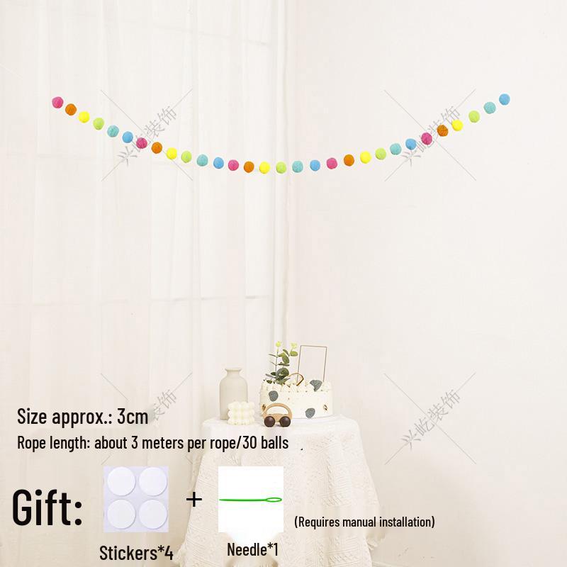 Children’s Room Pompon Bunting Decoration - Birthday Party Tent Backdrop Ornament