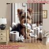 2D Flachdruck 2 Stück Vorhänge Niedlicher Yorkshire Terrier Toilettenpapier-Chaos Digital Bedruckte Polyester-Vorhänge Party-Dekorationen für