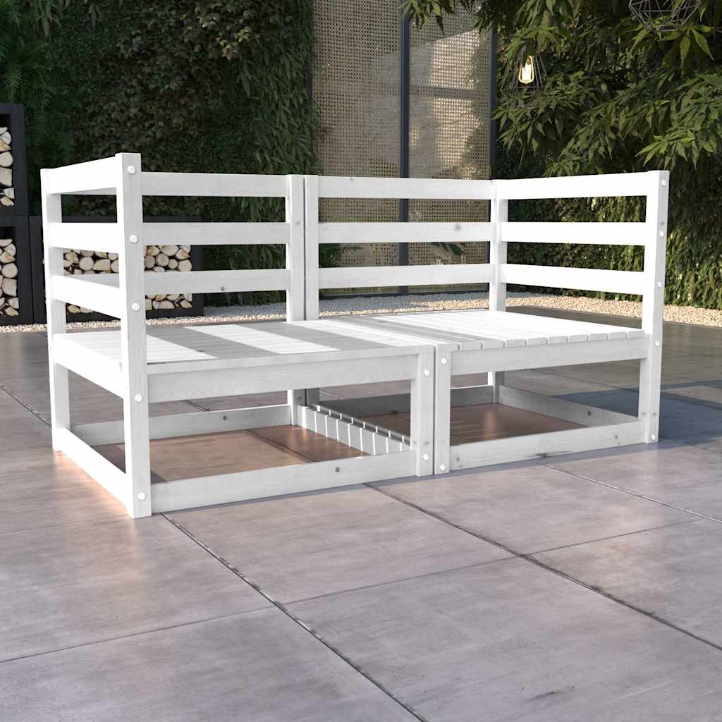 vidaXL Gartensofa 2-Sitzer Weiß Massivholz Kiefer