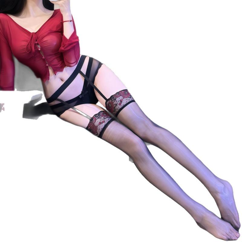 Womens Sexy Ultra Thin Lace Floral Pattern Thigh High Intimate Stockings Hosiery