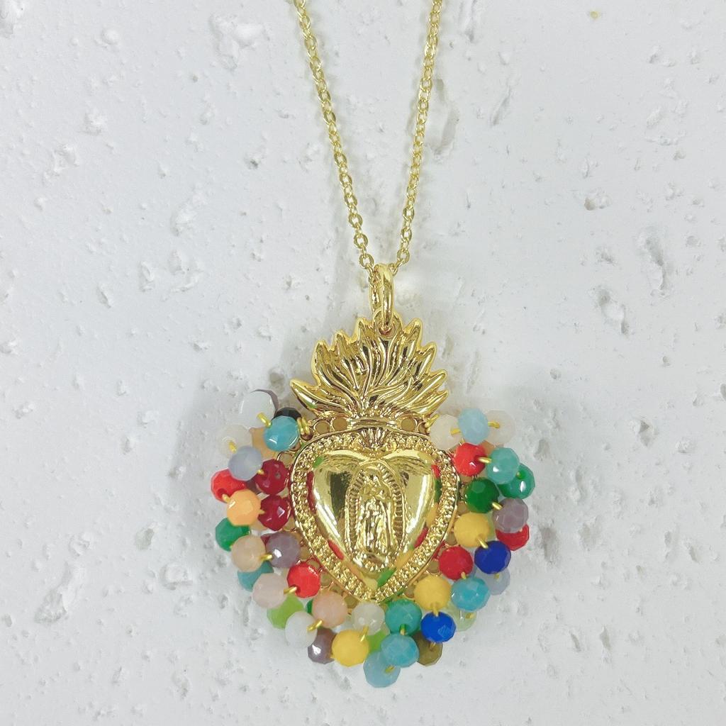 Europäische und amerikanische beliebte handgefertigte Kristallkrone Kupfer Liebe Jungfrau Halskette Anhänger Damenschmuck Geschenk