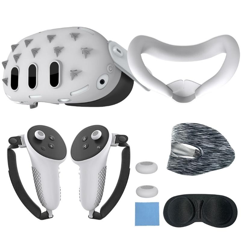 Complete 7Piece Accessory Kit for VR Gaming Lens Cover, Controller Grips Rocker Cover Face Covers Fully Protect