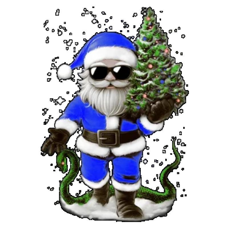 Crew Neck T Shirt Black Santa Claus With Christmas Tree And Sunglasses Print For Holiday Party Casual Wear