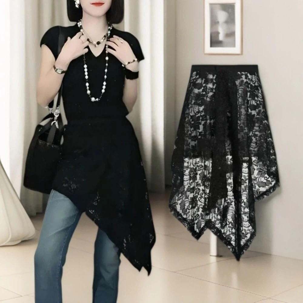 Asymmetric Lace Underskirt Slips Irregular Mesh Underskirt Slips Dress  Summer