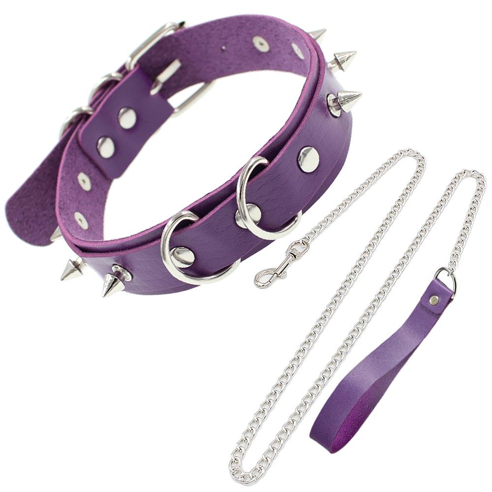 Set Exagerat Guler cu Nituri și Lesă pentru Adulți