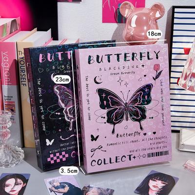 A5 Hardcover Retro Butterfly Kpop Idol Card Po Album Collect Book 3in Cards Binder Pocards Holder with Sleeves Stationery