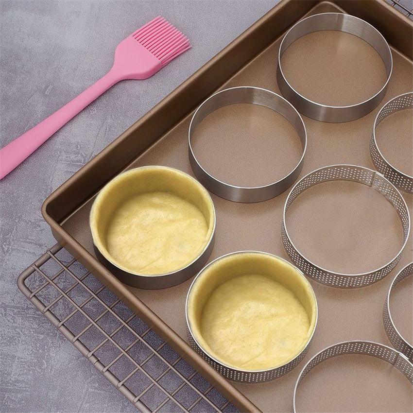 Stainless steel mousse ring mold circular tower ring with holes French oval cake cheese DIY baking tool