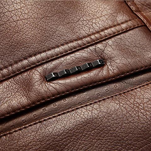Haining fur integrated leather jacket men's jacket PU leather middle-aged men's coat season dad outfit