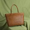 Ladies' Genuine Leather Cutout Woven Shoulder Handbag