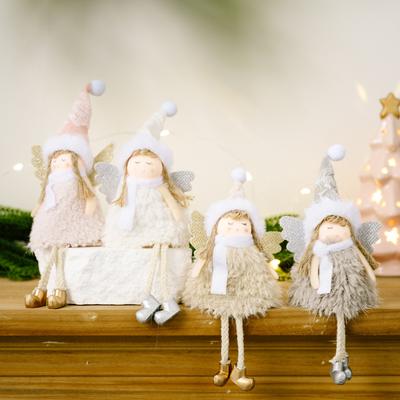Christmas Angel Decoration, Christmas Velvet Angel Doll Decoration, Holiday Hanging Ornaments With Hat, Suitable For Fireplace, Living Room, Bedroom