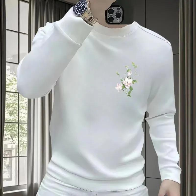 

Autumn and Winter New Sweatshirt Men s Casual Simple Printed Round Neck Long-sleeved Top Trendy Hoodies Fashion T-shirts Y2k Tee S белый