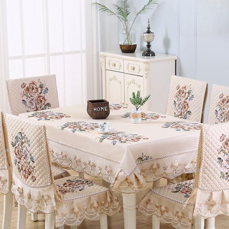 Household Lace Cotton Tablecloth Minimalist Modern Dustproof Tablecloth Chinese Style Machine Washable Cover Cloth 1pcs