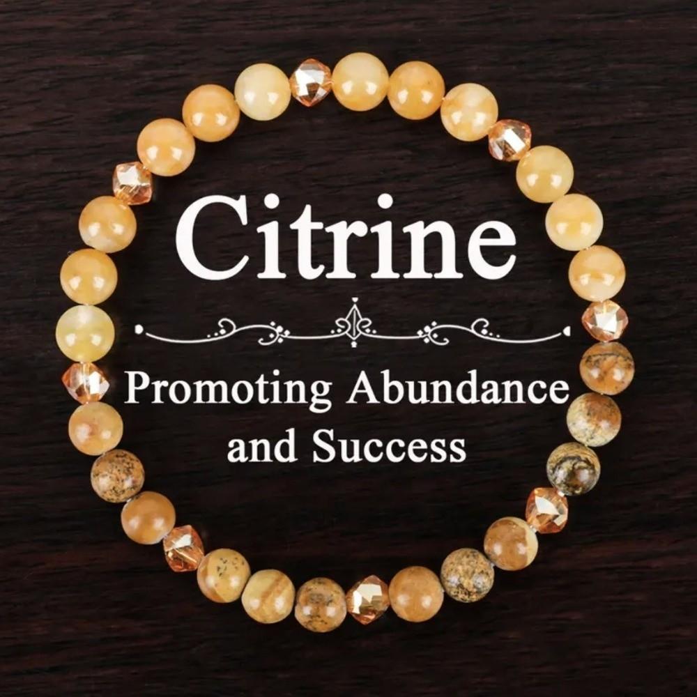 Handgefertigtes Citrin Naturstein Armband 6mm Perlen Perlenarmband für Paare passend