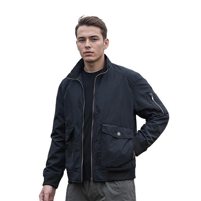 Giacca Primavera e Autunno, Giacca Casual, Abbigliamento da Lavoro Outdoor, Giacca da Aviatore, Top da Uomo Largo con Collo Alto