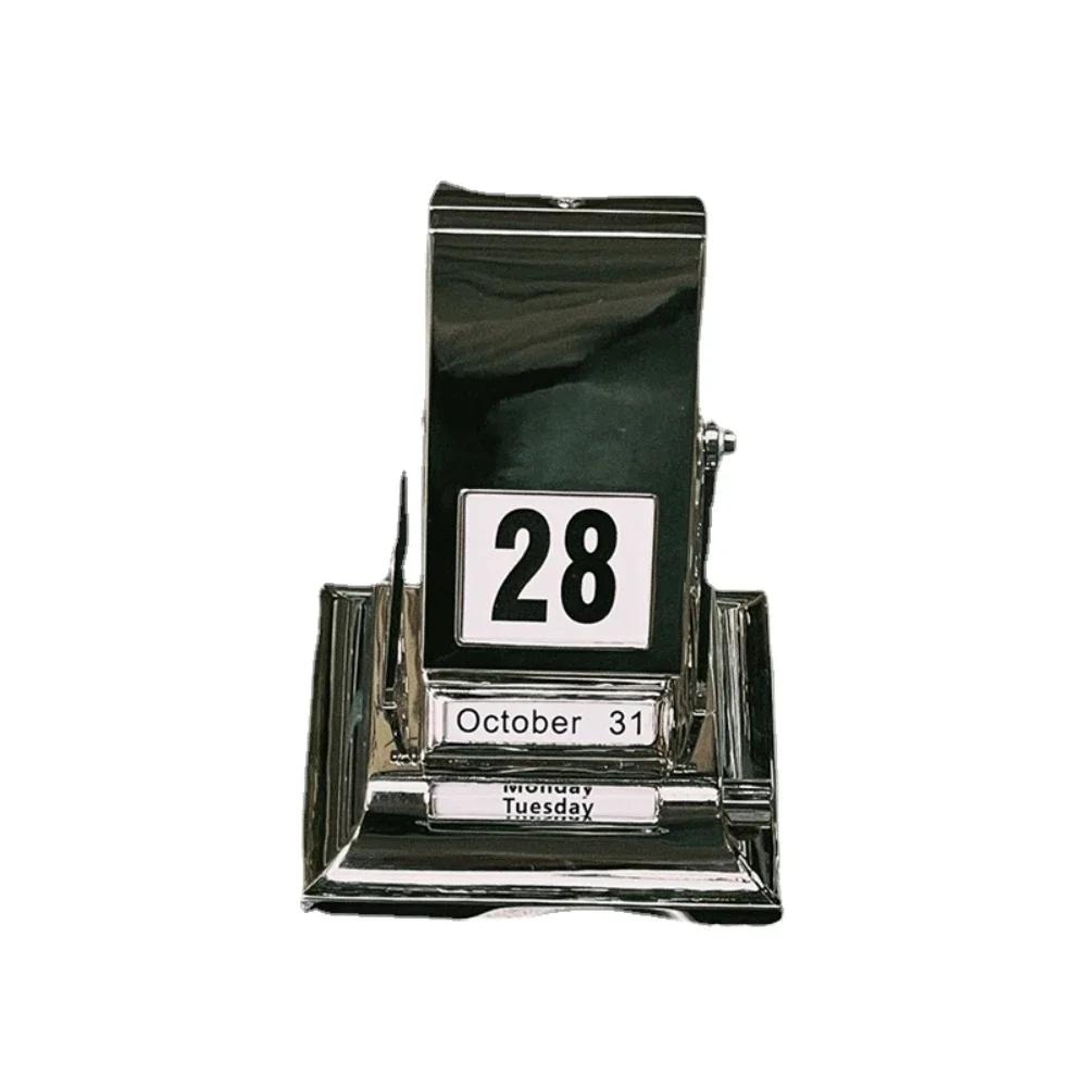 New Simple Desktop Home Furnishings Rotating Calendar Metal Desk Calendar Creative Perpetual Calendar Decorations Home Decor
