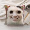 Speechless Cat Funny Cute Cushion Cover Silky Short Plush Invisible Zipper Dustproof Sofa Pillow Case For Home Decor