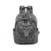 Moderner Unisex Rucksack mit Diamantmuster aus PVC für Freizeit und Reisen, mit großem Fassungsvermögen