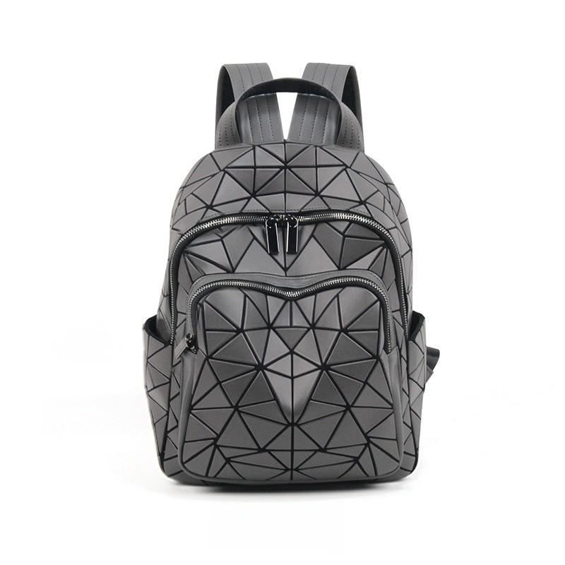 Moderner Unisex Rucksack mit Diamantmuster aus PVC für Freizeit und Reisen, mit großem Fassungsvermögen