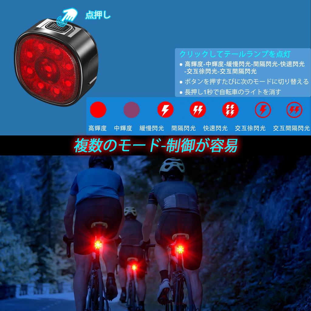 USB Rechargeable Bicycle Headlight and Taillight with 9 Super Bright Lighting IP65 Ideal for Commuters and Schoolchildren LEDs, 8+7 Modes, Waterproof,