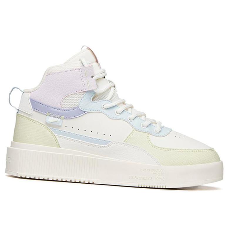 Anta Anti-Slip Wear-Resistant High-Top Skateboard Shoes Women's White Green Sneakers 922238011-4