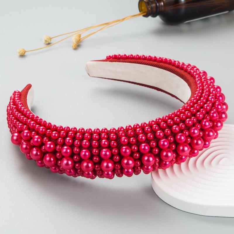 Women's Hairhoop Full Pearl Sponge Headband Simple Personalized Pressed Hair Band
