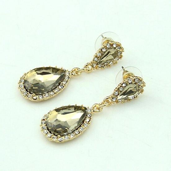 Orecchini pendenti con cristalli e gocce d'acqua di lusso da donna, gioielli da sposa