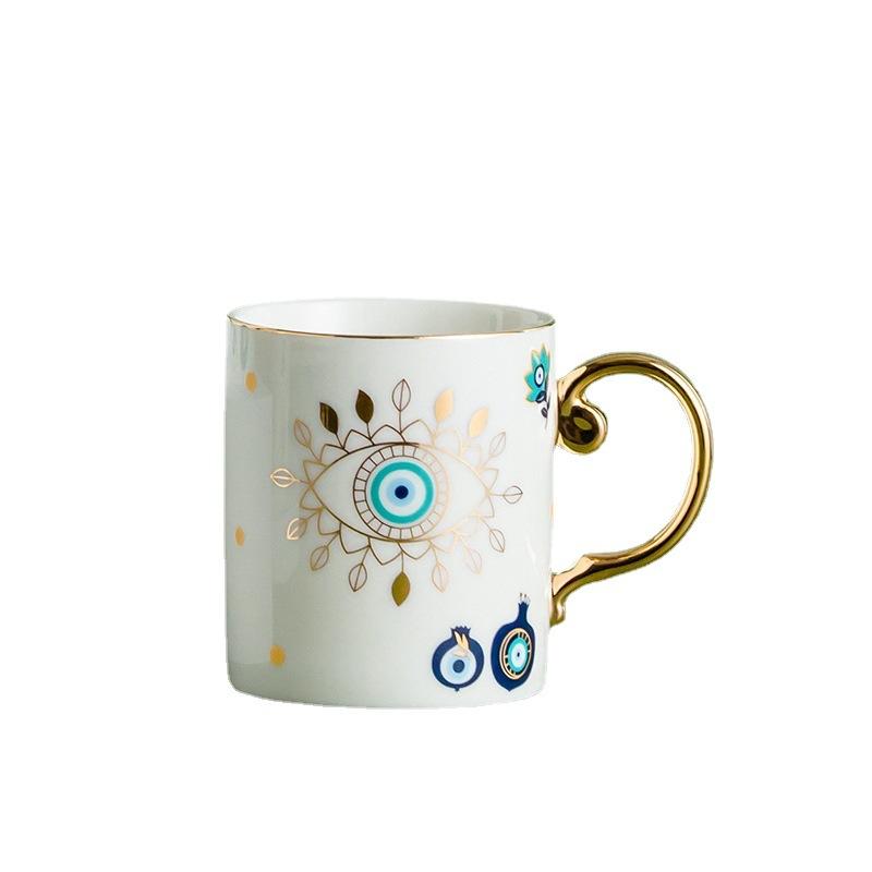 Tazza da Caffè in Ceramica Lusso Nordico con Bordi Dorati Ufficio Casa Colazione Tazza per il Latte Regalo Creativo
