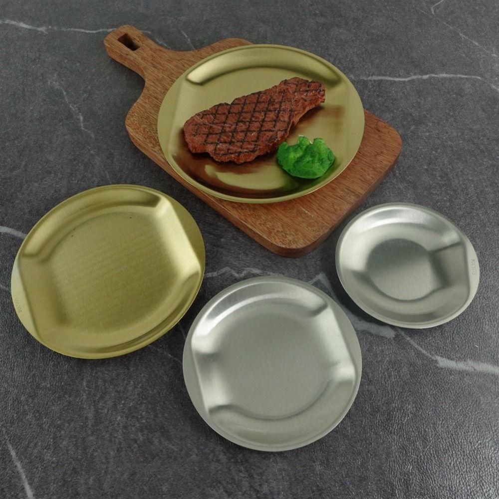 Portable Fruit Plate 304 Stainless Steel Condiment Serving Tray Dessert Plate Tableware Supplies
