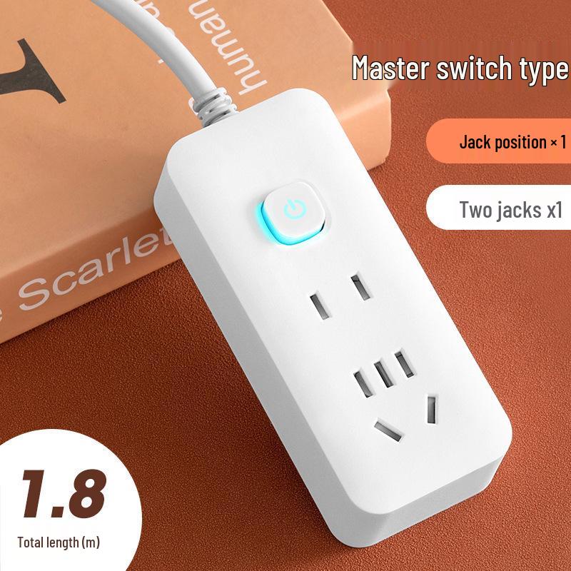 Multi-Function Household Power Strip with Cord, featuring a Multi-Hole Socket Panel for Dorms