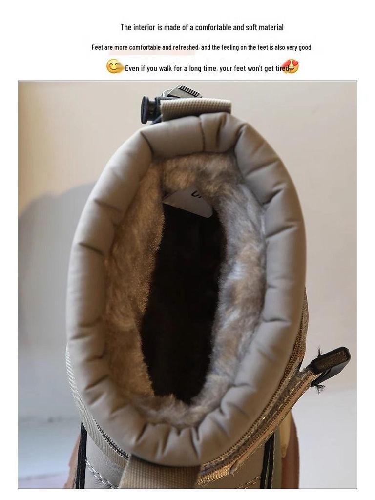 Kinder-Schneestiefel im koreanischen Stil: Winter-Sneaker mit weichen Sohlen, Plus Samt, dicke Baumwolle für Kleinkinder