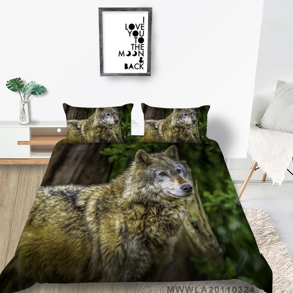 2023 New Style Unique Design Bedding Cover Suit Fashionable Decorative Wolf Printed Home Textiles Queen King Size Bedding