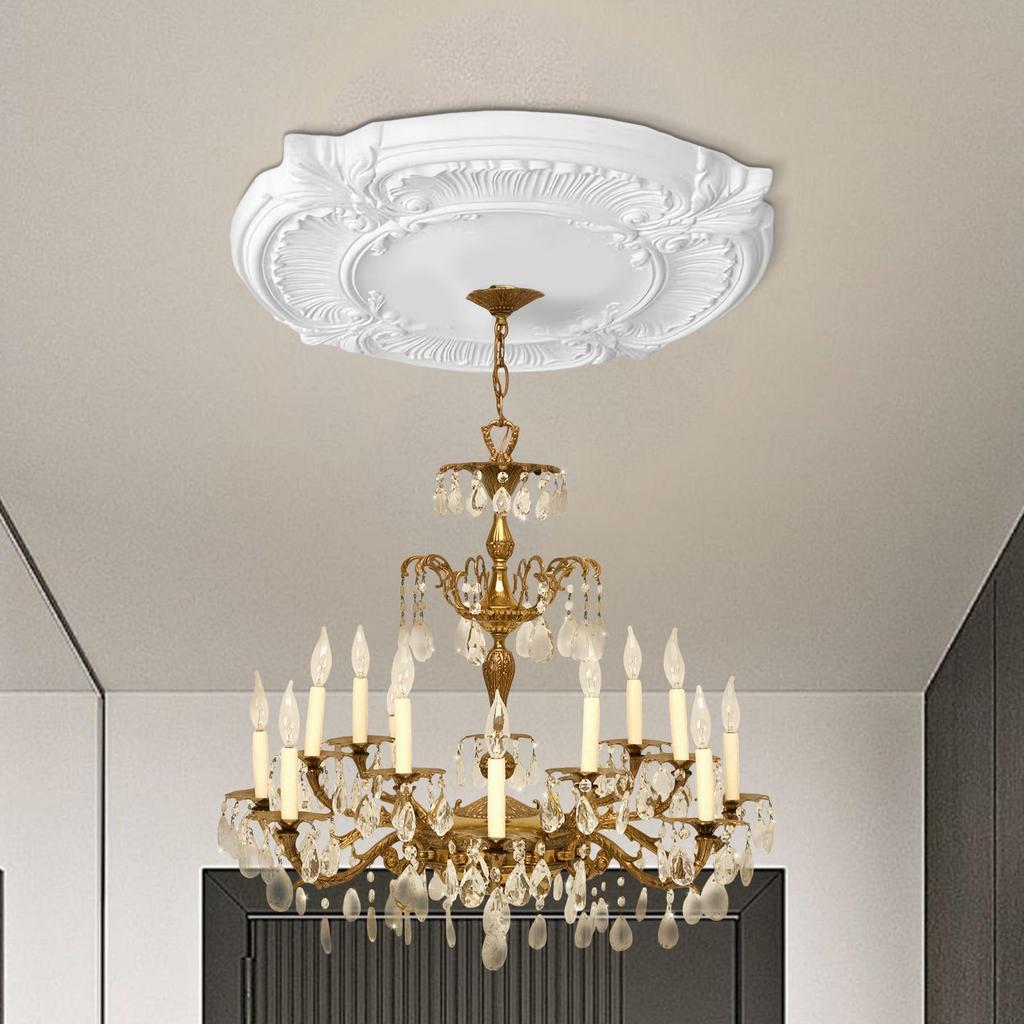 Ceiling Medallions PU Ceiling Medallion For Chandelier Elegant European Safe Decoration For Homeowners Contractors Interior