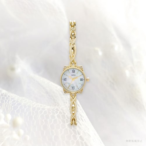 Fieldwork Women's Analog Watch with Natural Shell and Metal Band, Amel Gold with Accessory Buckle, JN032-2