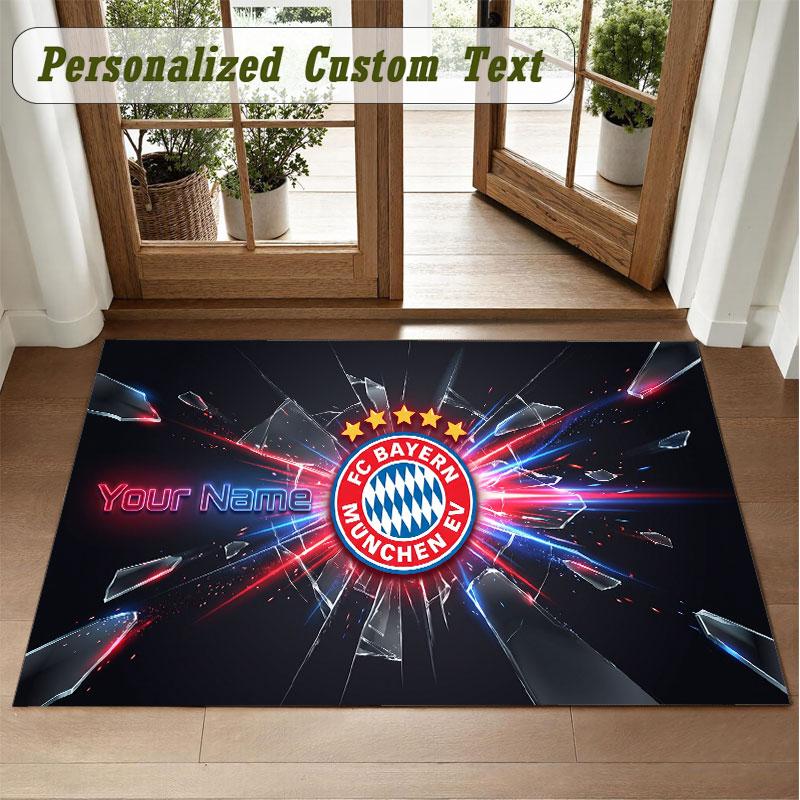 Crystal Velvet Square Rug Custom NameBayern Munich Pattern Non Slip Home Floor Decor Rug