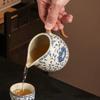 Kung Fu Tea Set 280ml Ru Kiln Blue and White Wrapped Lotus Beauty Club Cup Ceramic Tea Sea Household Single Tea Set